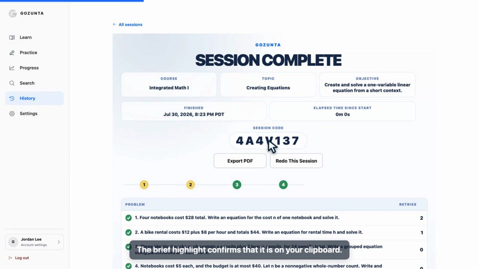 Share and use a session code walkthrough preview.
